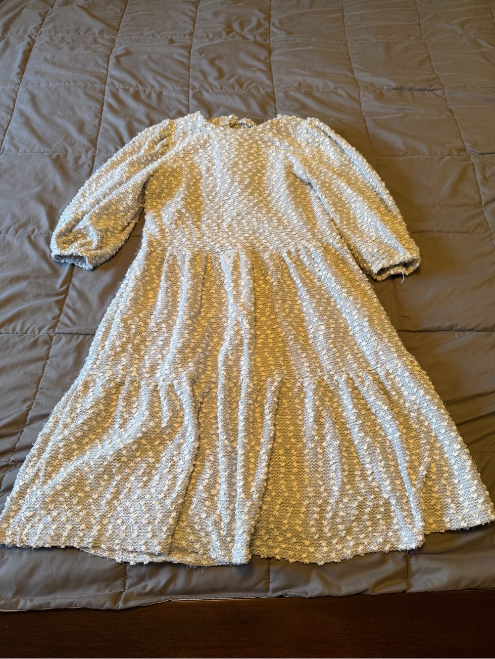 DownEast Cream Textured Tiered Dress